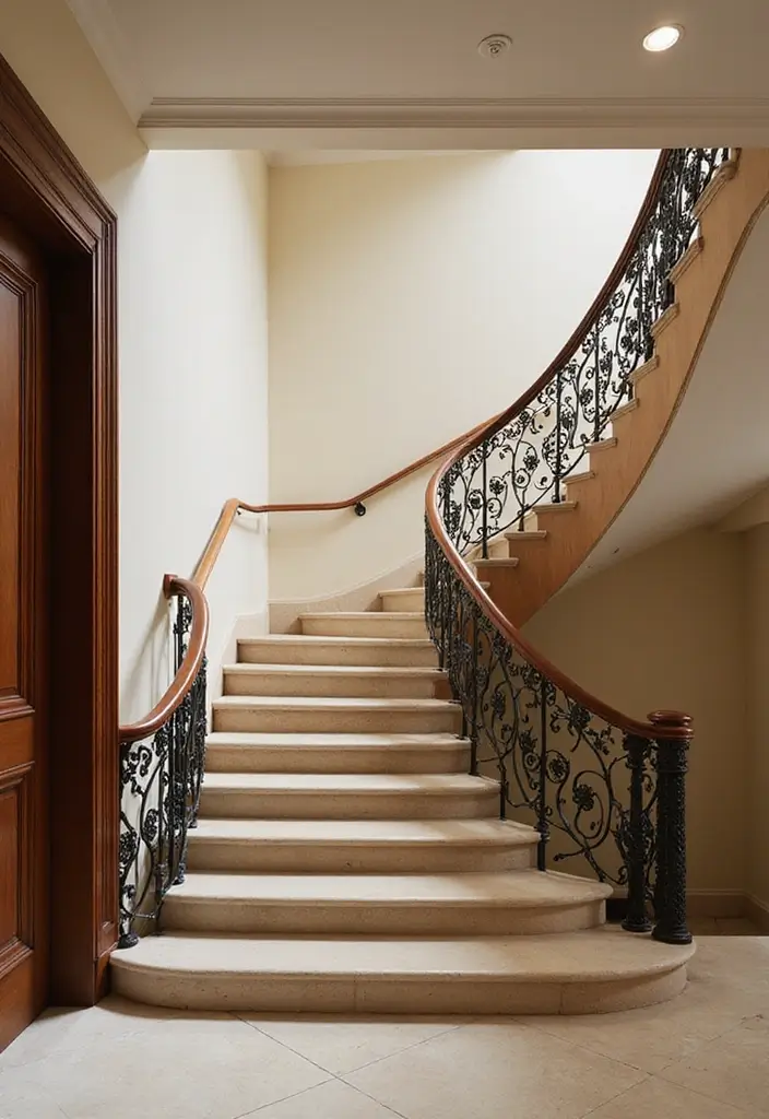 28 Basement Stairs Ideas for Safety and Style - 15. Decorative Staircase Balustrades