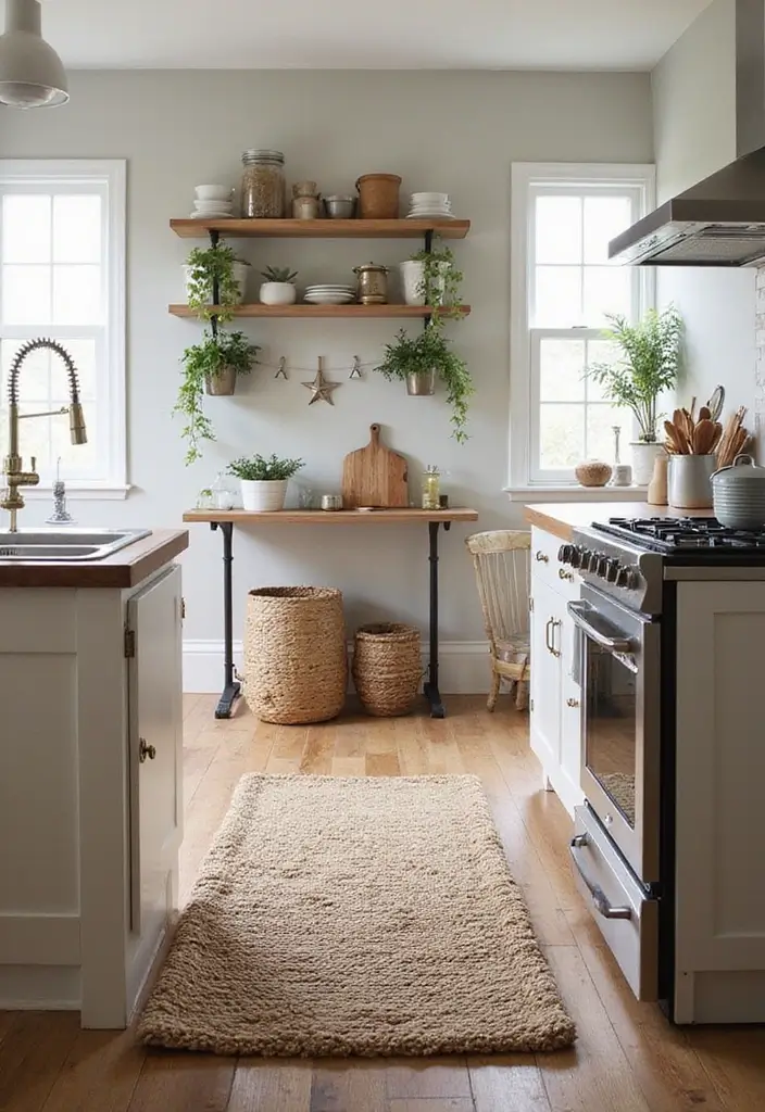 28 Farmhouse Kitchen Remodel Features to Love - 16. Cozy Rugs