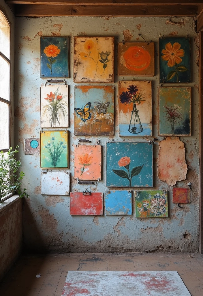 28 Gallery Wall Living Room Ideas to Make a Statement - 13. Storytelling with Mixed Media