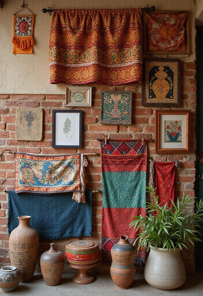 28 Gallery Wall Living Room Ideas to Make a Statement - 16. Global and Cultural Influences