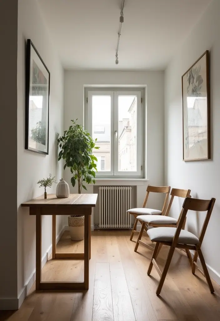 28 Long Living Room Layout Ideas for Narrow Spaces - 13. Foldable Furniture Solutions