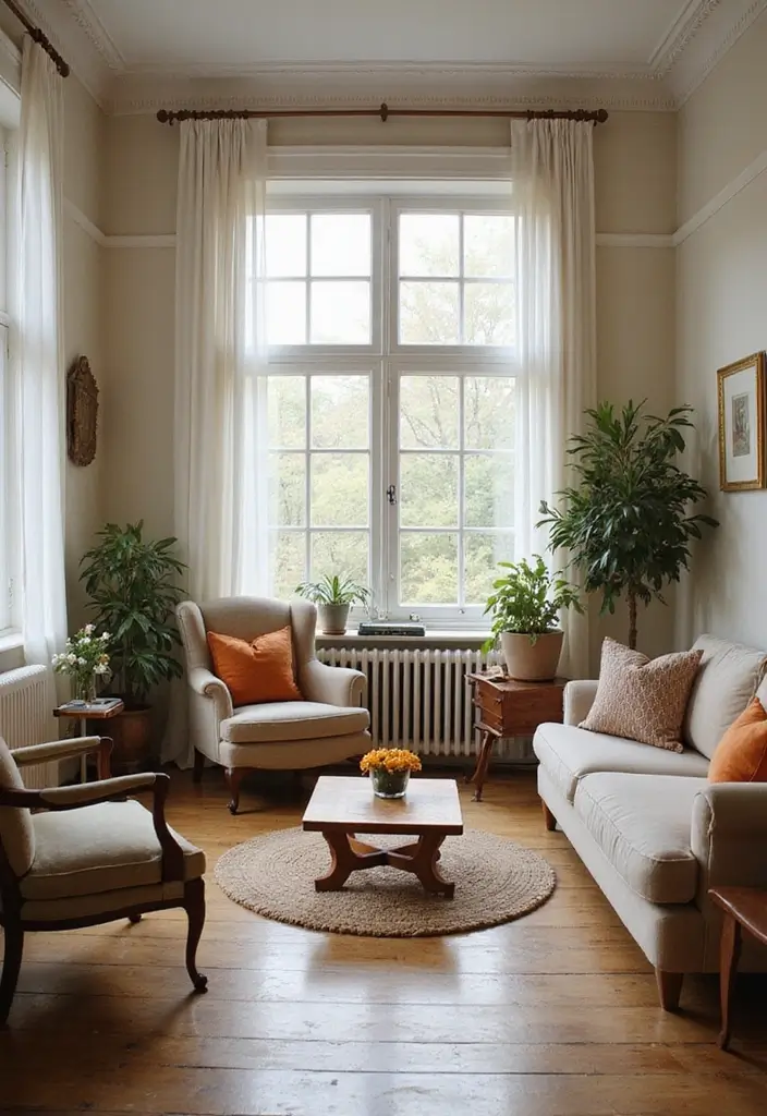 28 Rectangle Living Room Layout Ideas for Any Home - 15. Vintage Charm