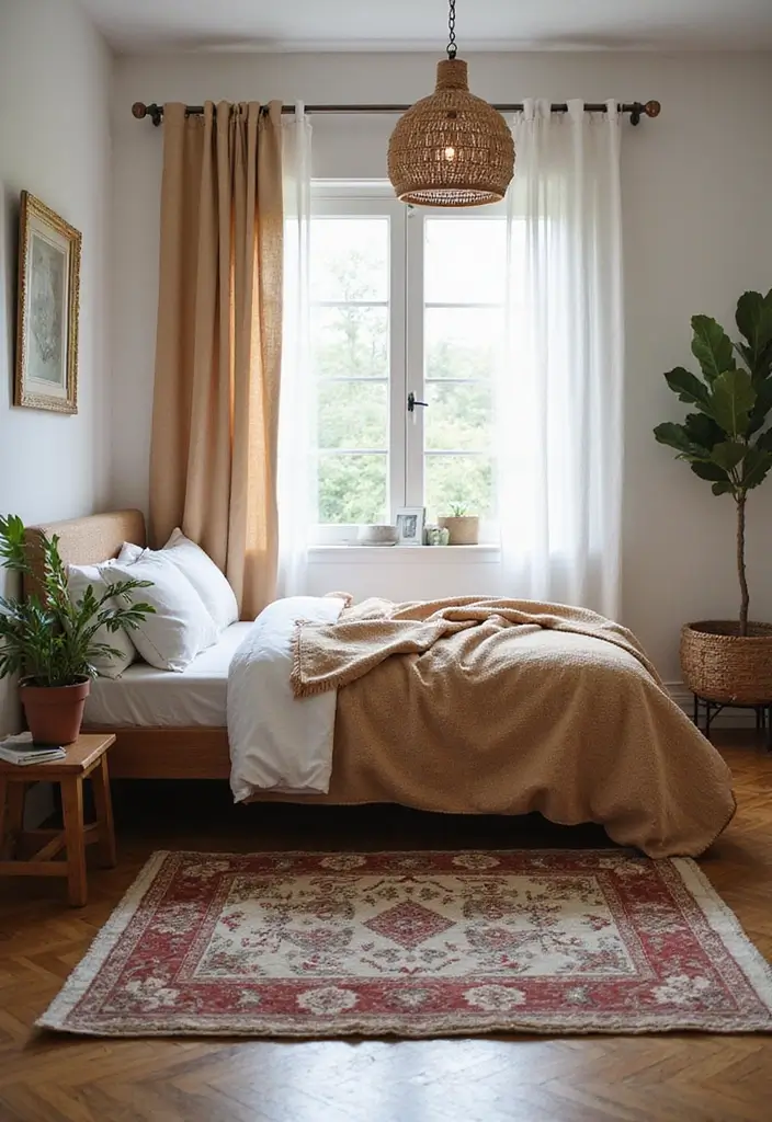 28 Small Apartment Bedroom Ideas to Maximize Space - 10. Use of Rugs