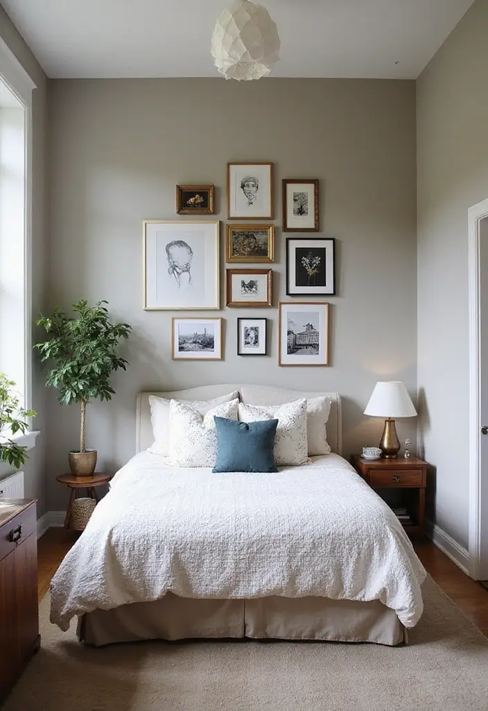 28 Small Apartment Bedroom Ideas to Maximize Space - 11. Personalized Artwork