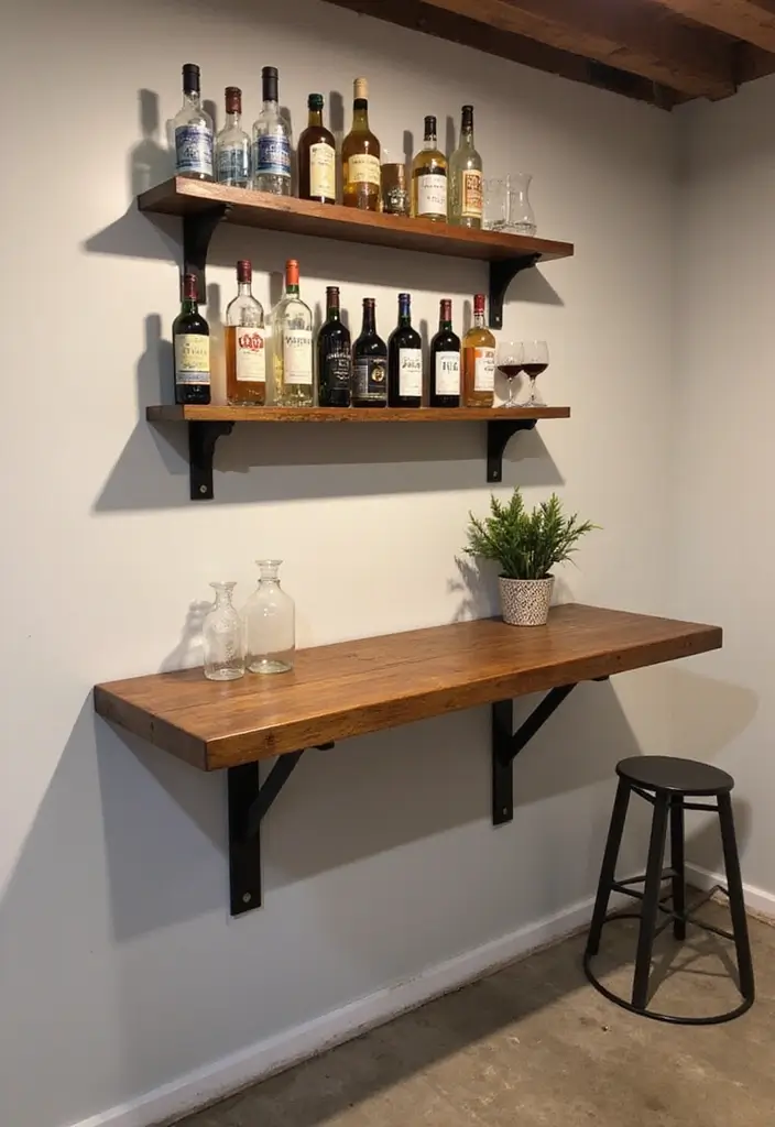 28 Stylish Basement Bar Ideas for Your Home Lounge - 12. Wall-Mounted Bar