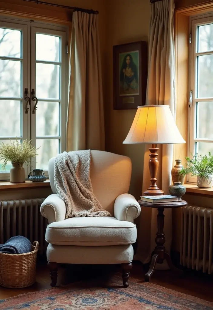 28 Thrifted Home Decor DIY Ideas to Save and Shine - 10. Create a Cozy Corner with Thrifted Finds