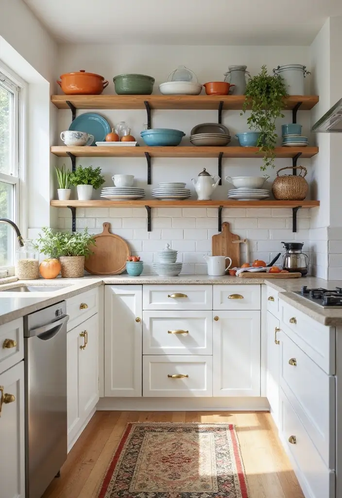 29 Basement Apartment Ideas for Comfortable Living - 12. Embrace Open Shelving in the Kitchen