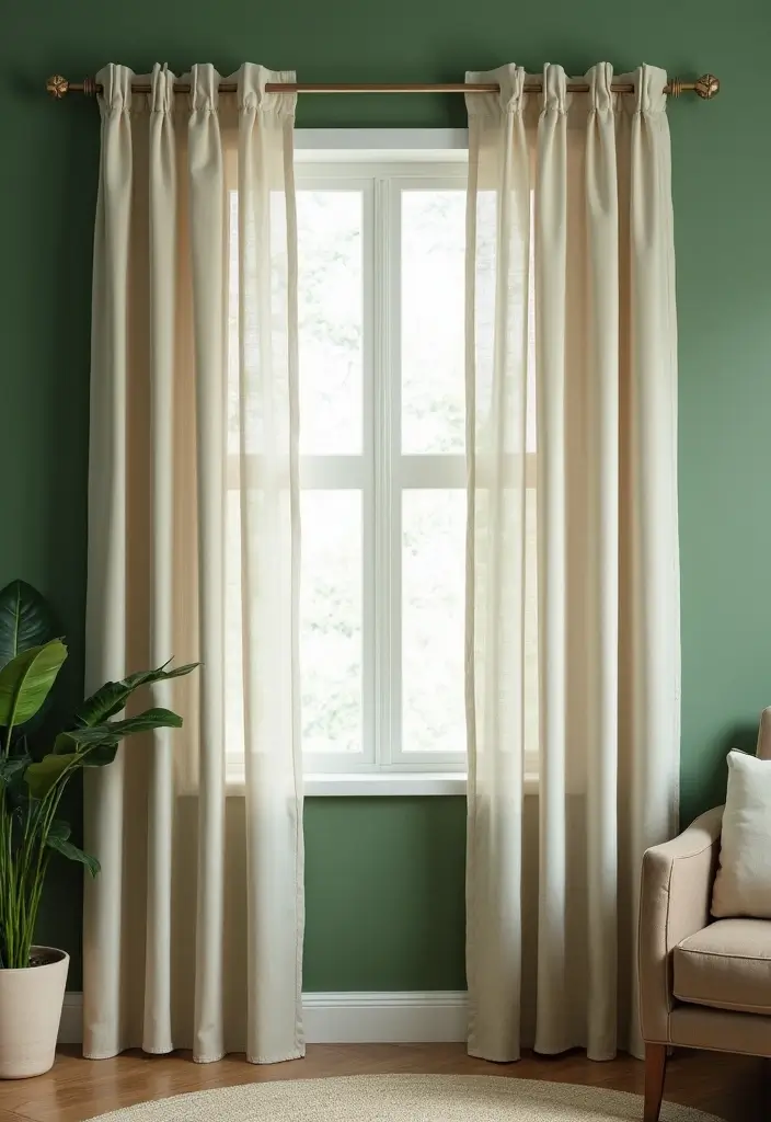 29 Curtains for Green Walls in Your Living Room – Top Picks - 12. Layered Textiles