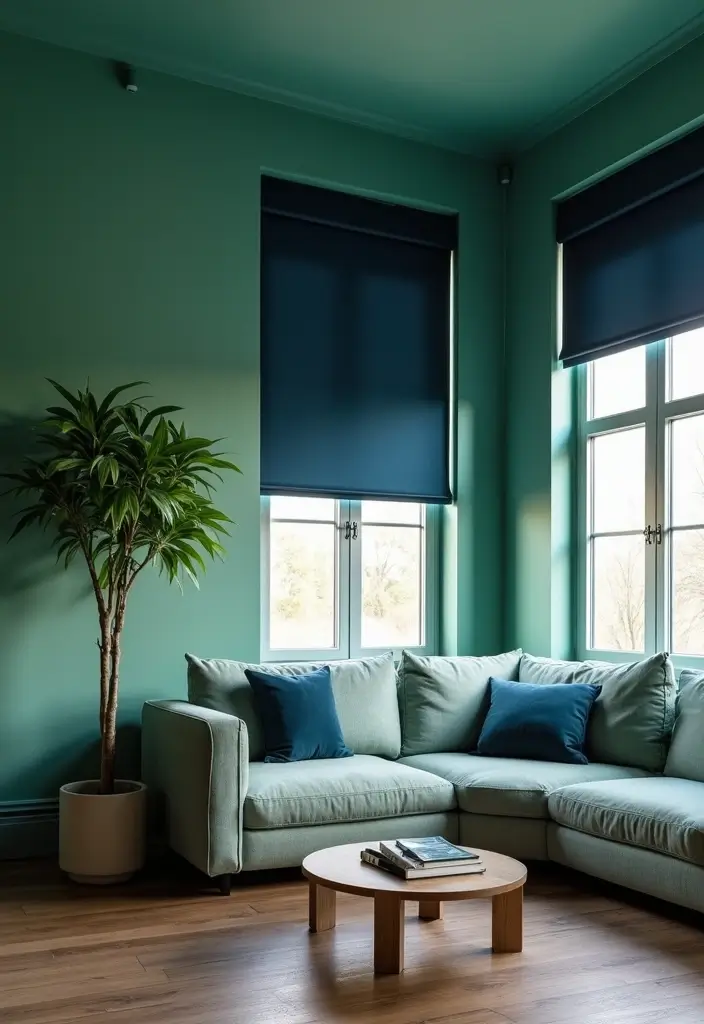 29 Curtains for Green Walls in Your Living Room – Top Picks - 19. Contemporary Shades