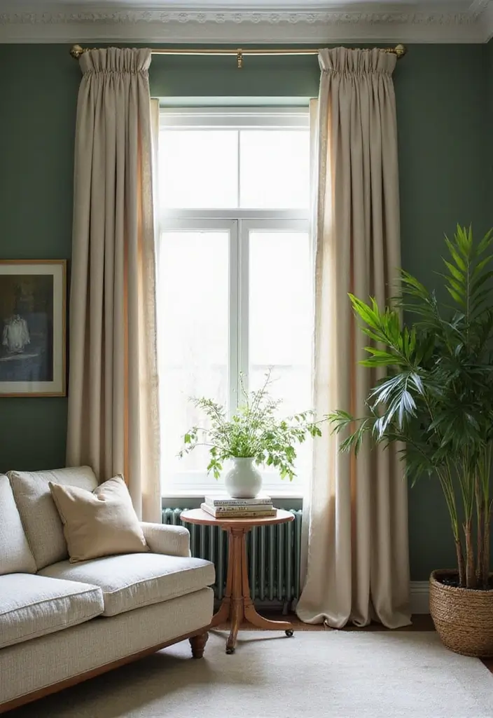 29 Curtains for Green Walls in Your Living Room – Top Picks - 23. Transitional Styles