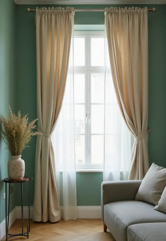 29 Curtains for Green Walls in Your Living Room – Top Picks - 25. Subtle Textures