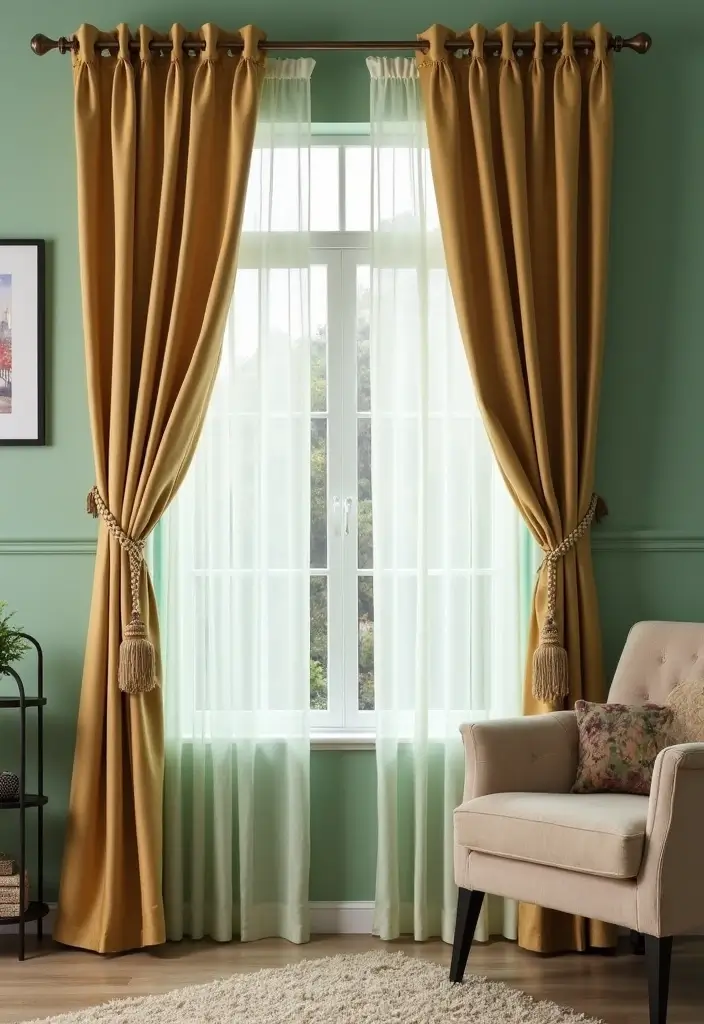 29 Curtains for Green Walls in Your Living Room – Top Picks - 26. Curtain Tiebacks