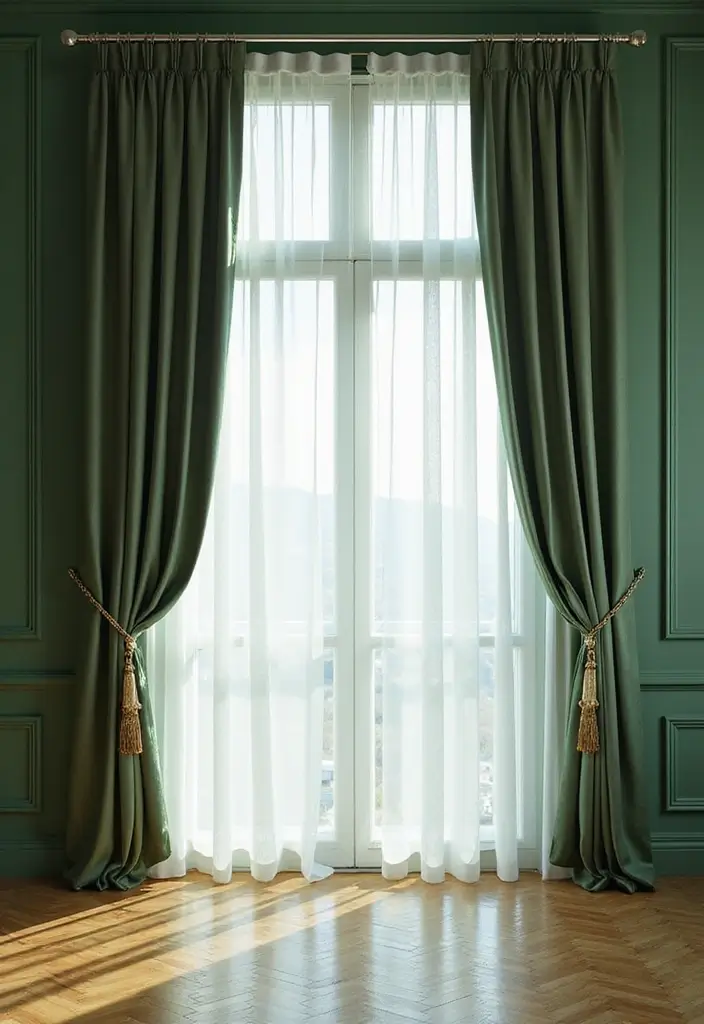 29 Curtains for Green Walls in Your Living Room – Top Picks - 27. Full-Length Elegance