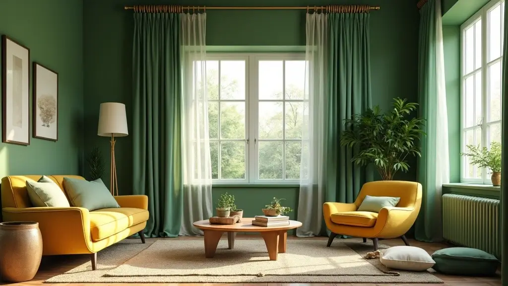 29 Curtains for Green Walls in Your Living Room – Top Picks