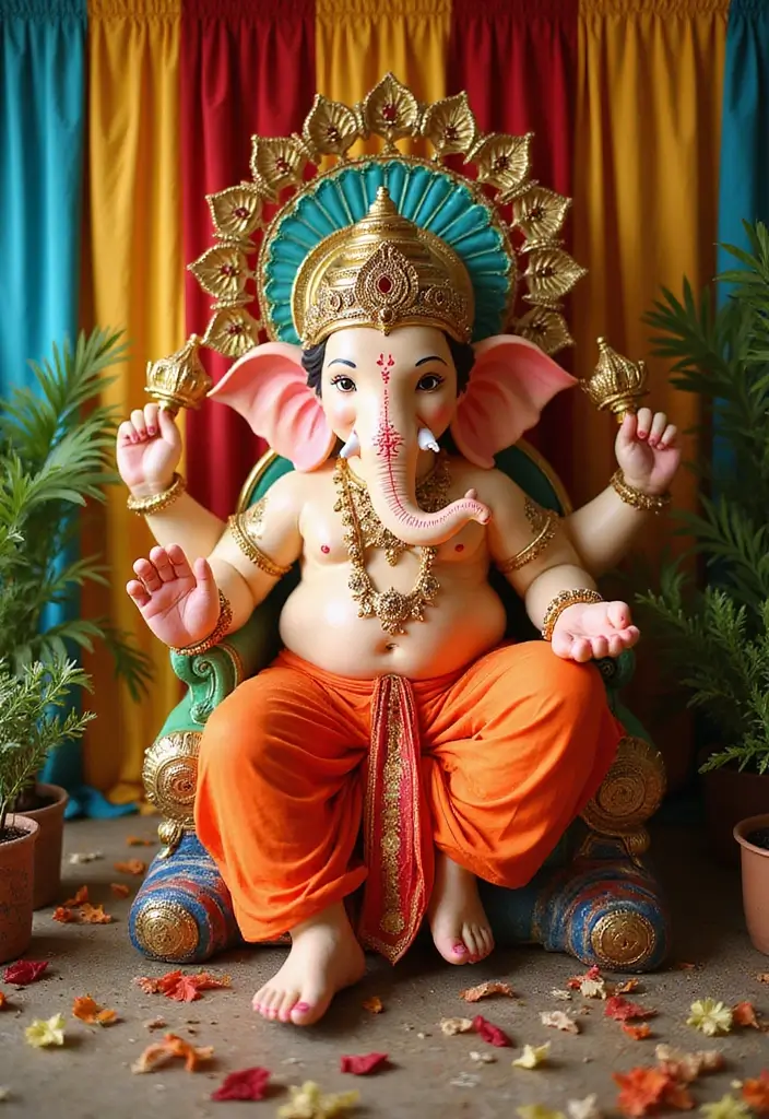 29 Ganesh Decoration Ideas for a Festive Home Decor - 10. Eco-Friendly Backdrops