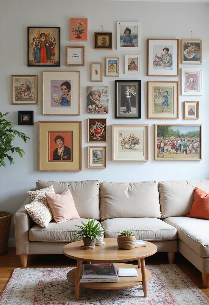 29 Living Room Layout Ideas That Balance Function and Style - 10. The Gallery Wall