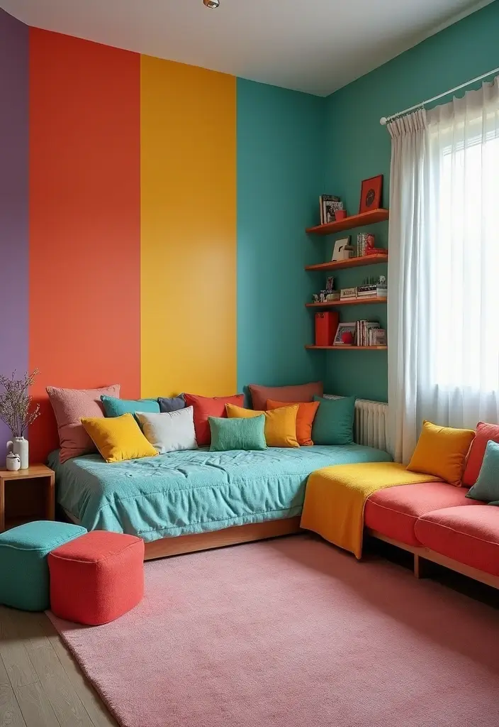 29 NYC Apartment Bedroom Designs that Inspire - 11. Color Blocking