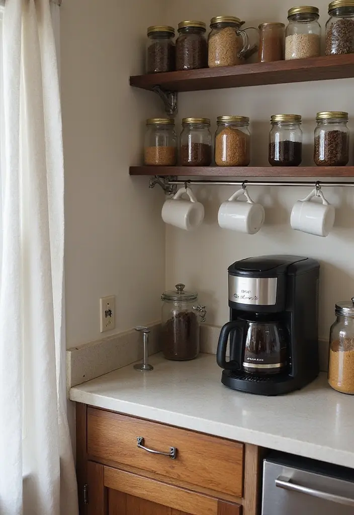 29 Simple Kitchen Remodel Ideas That Make a Big Impact - 15. Create a Coffee Station