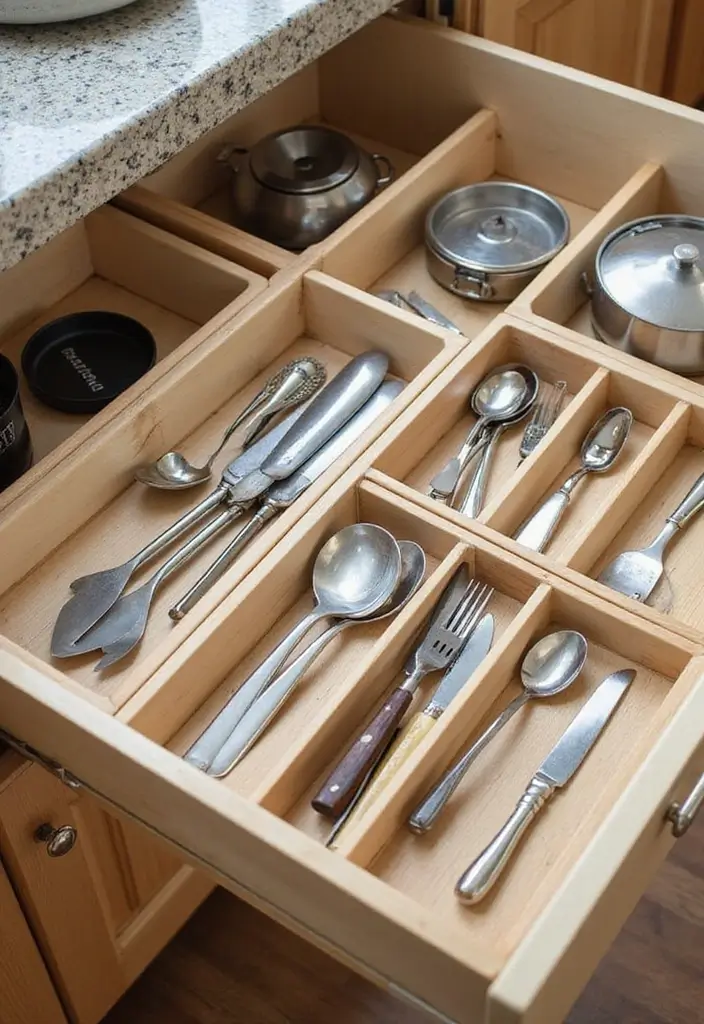 29 Tiny Kitchen Remodel Tips for Small Homes - 14. Use Drawer Dividers