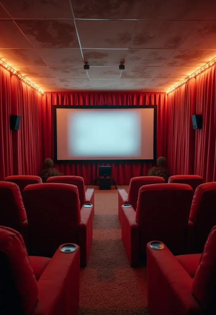 29 Unfinished Basement Ideas to Transform Your Space - 10. Family Movie Theatre