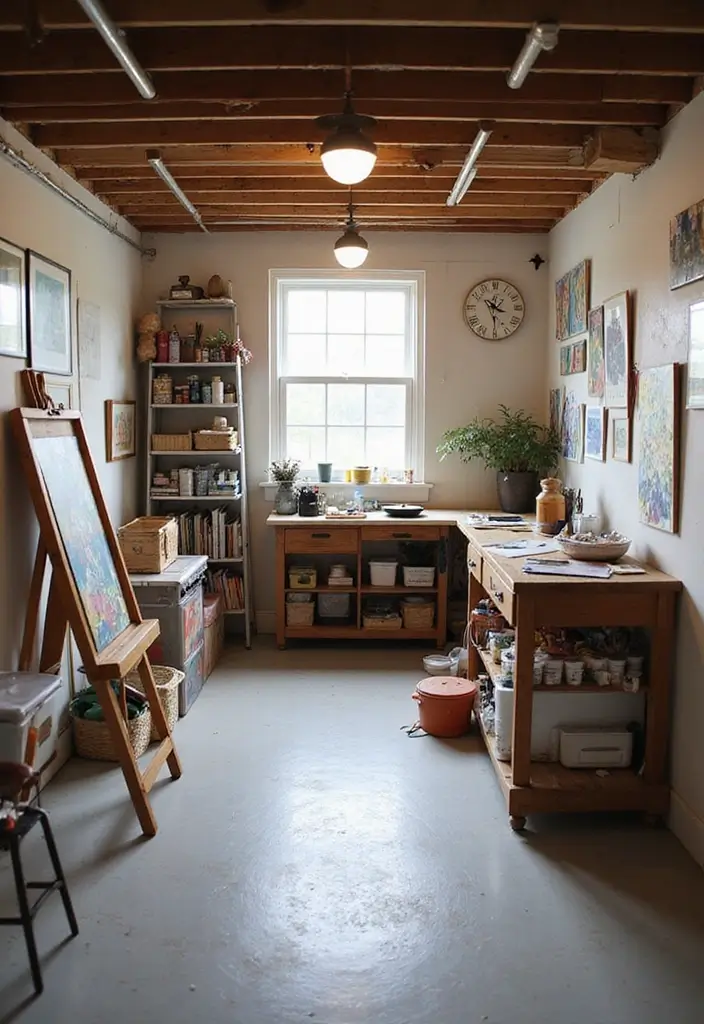29 Unfinished Basement Ideas to Transform Your Space - 16. Personal Art Studio