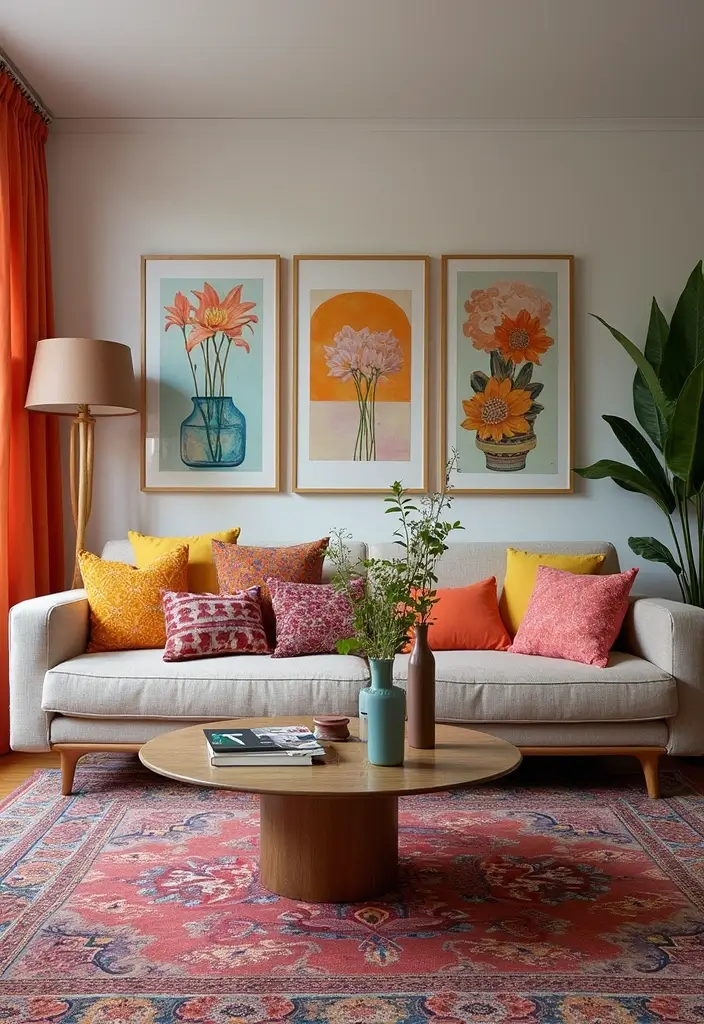 30 Eco-Friendly 3 Bedroom Apartment Concepts for Growing Families - 20. Vibrant Accent Decor