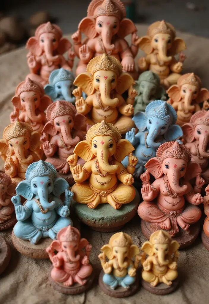 30 Eco-Friendly Ganesha Decoration Ideas for Every Festive Season - 1. Clay Ganesha Idols