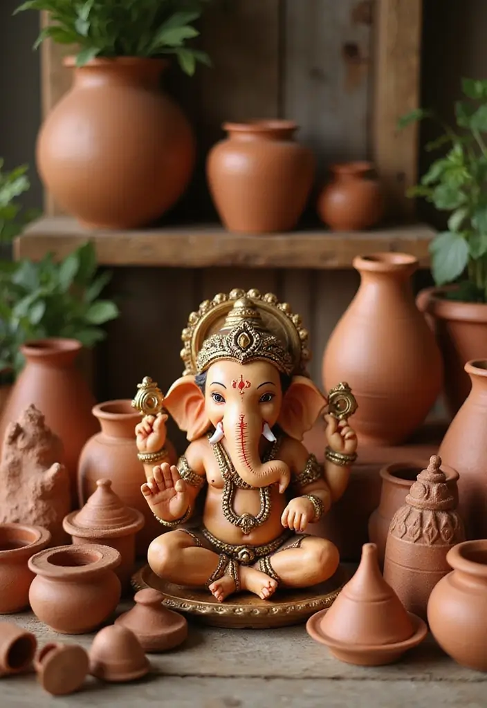 30 Eco-Friendly Ganesha Decoration Ideas for Every Festive Season - 10. Terracotta Decorations