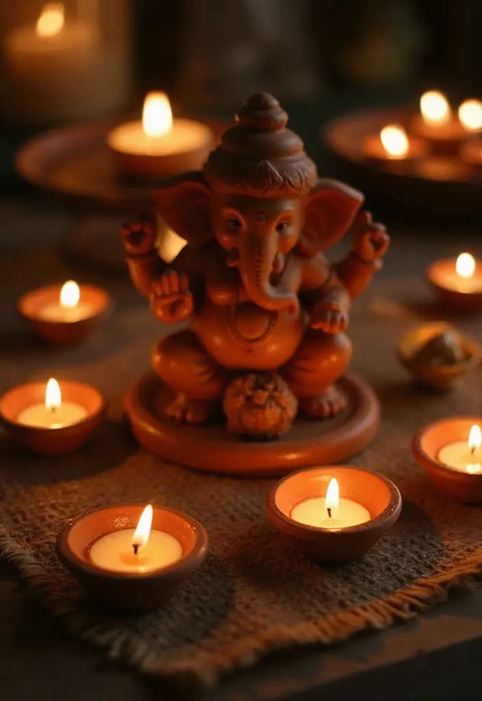 30 Eco-Friendly Ganesha Decoration Ideas for Every Festive Season - 16. Terracotta Candle Holders