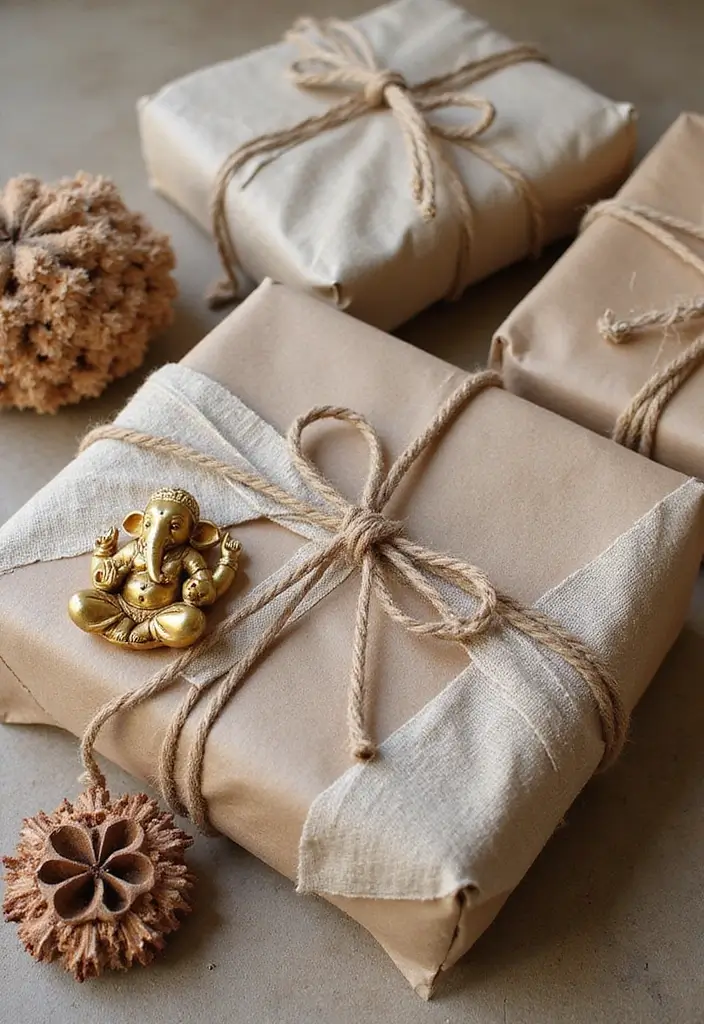 30 Eco-Friendly Ganesha Decoration Ideas for Every Festive Season - 18. Eco-Friendly Gift Wrapping