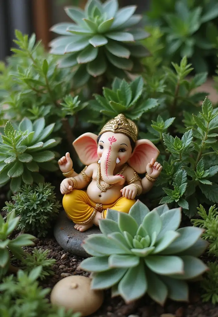 30 Eco-Friendly Ganesha Decoration Ideas for Every Festive Season - 19. Foliage and Succulent Displays