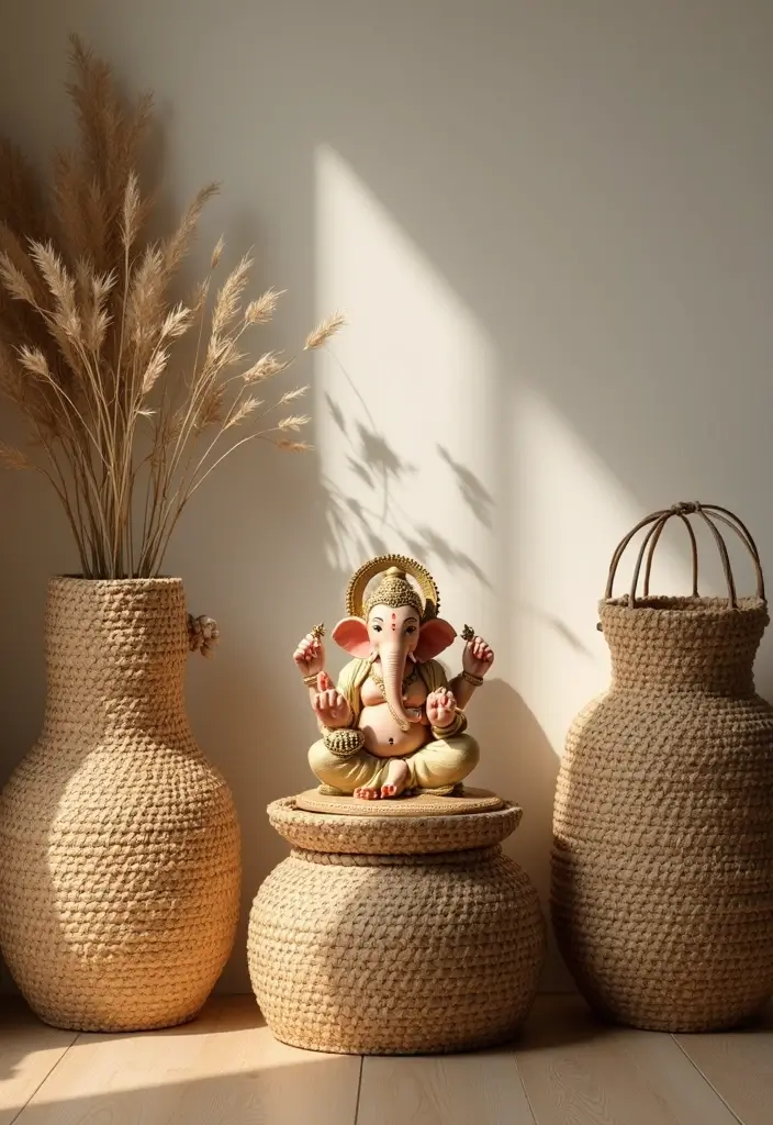 30 Eco-Friendly Ganesha Decoration Ideas for Every Festive Season - 21. Natural Fiber Storage