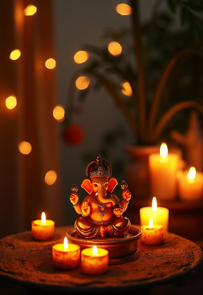 30 Eco-Friendly Ganesha Decoration Ideas for Every Festive Season - 7. Eco-Friendly Lighting