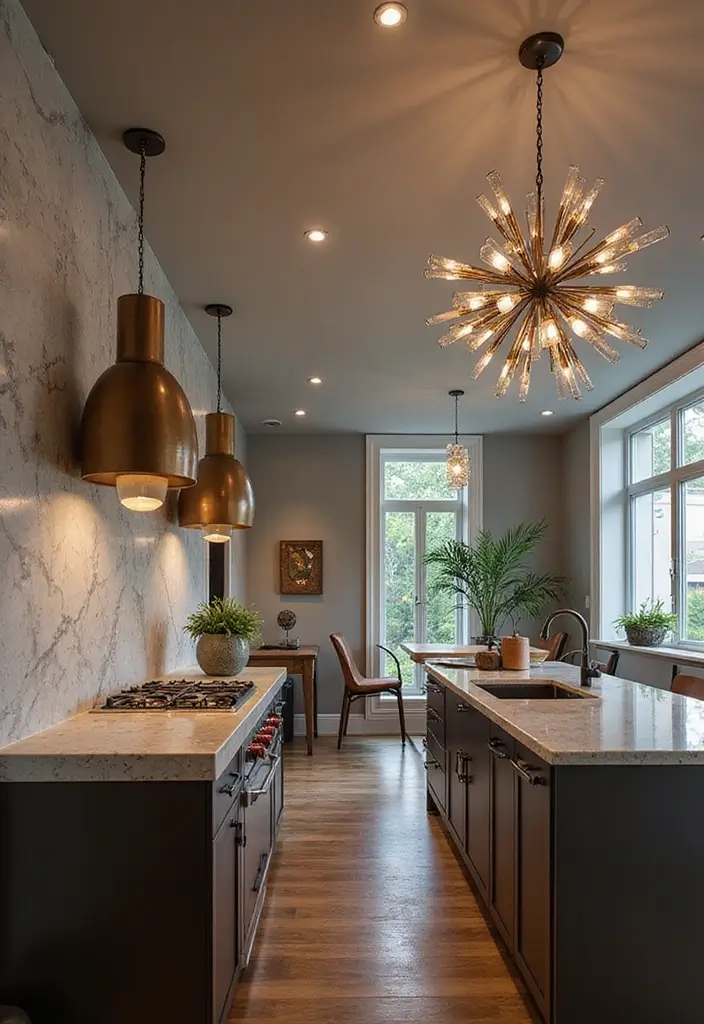 30 Kitchen Remodel Inspiration for Modern Homes - 11. Statement Lighting