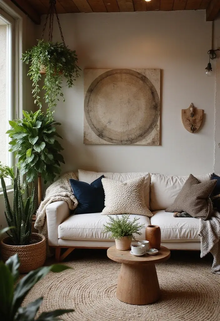 30 Zepeto Background Aesthetic Living Room Inspirations - 1. Cozy Bohemian Retreat