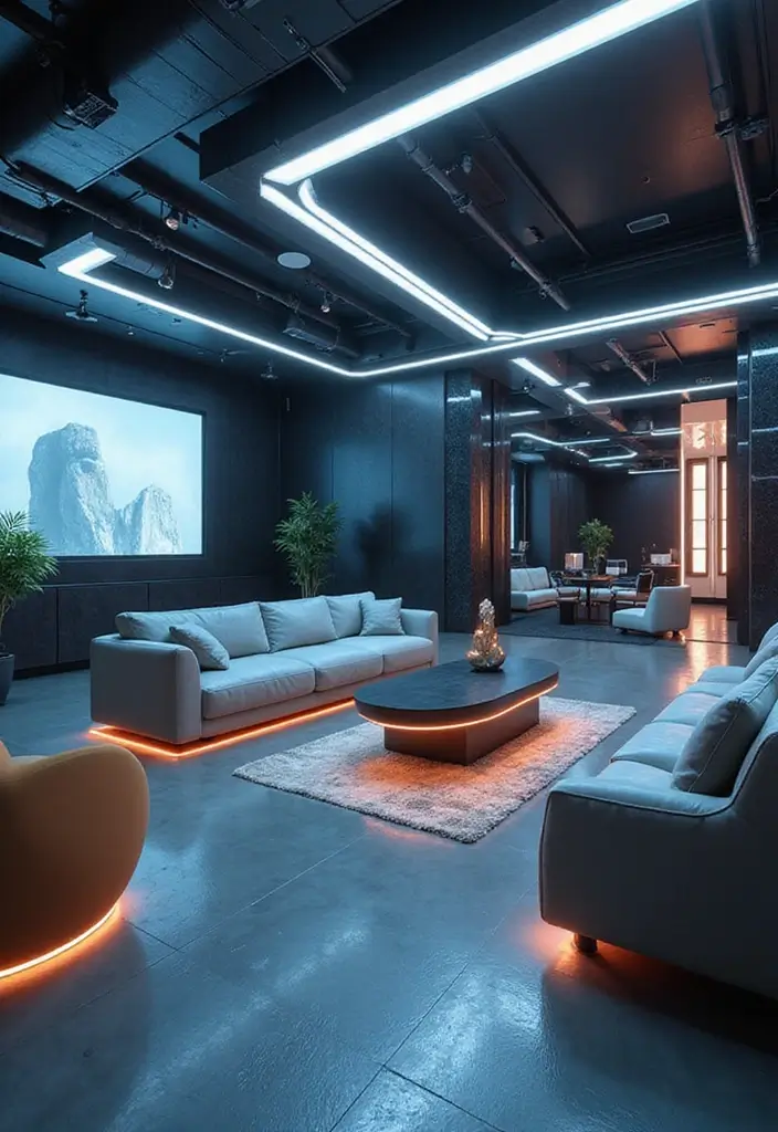 30 Zepeto Background Aesthetic Living Room Inspirations - 11. Futuristic Lounge