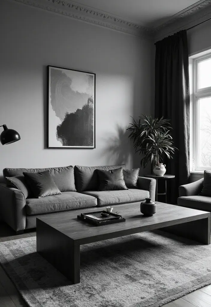 30 Zepeto Background Aesthetic Living Room Inspirations - 15. Artistic Monochrome